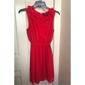 Forever 21 Burnt Orange Ruffled-Neck Dress